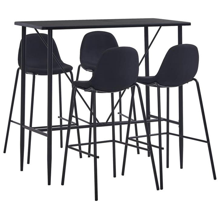 vidaXL 5-delige Barset stof zwart, Huis en Inrichting, Complete eetkamers, Nieuw, Verzenden