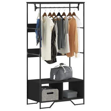 vidaXL Kledingkast 90x50x180 cm bewerkt hout zwart, Verzenden