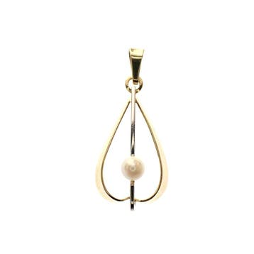 Bicolor gouden hanger met parel (Hanger of bedel), Ophalen of Verzenden