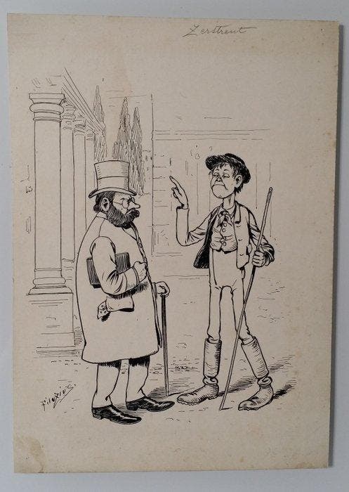 Heinrich Christian Wilhelm Busch (1832–1908) - Zerstreut, Antiquités & Art, Art | Objets design