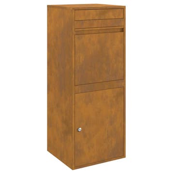 Pakketbox Roestig | Tweede kansje | OP = OP, Tuin en Terras, Brievenbussen, Verzenden, Zo goed als nieuw, Staal, Staande brievenbus