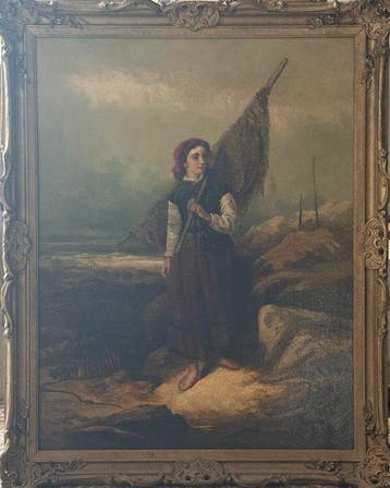 École européenne (XIX) - Giovane pescatrice, Antiek en Kunst