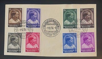 Belgique 1937/1938 - 2 séries complètes sur fragment : «, Timbres & Monnaies