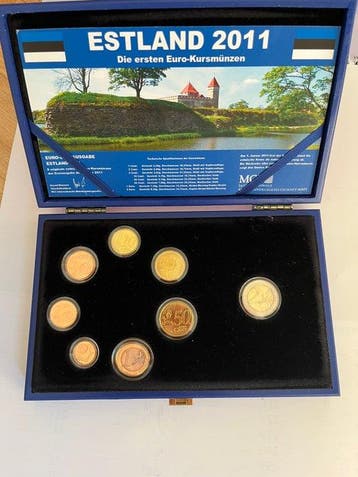 Estland, Malta. Year Set (BU) / Series 1 Cent - 2 Euro
