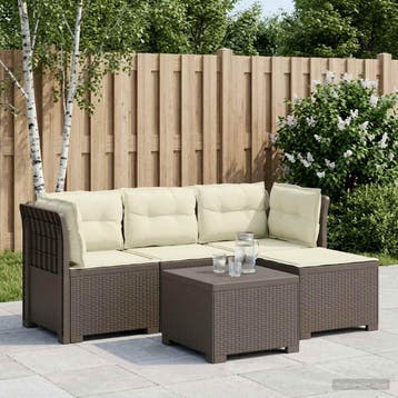 vidaXL 4-Zitter Tuin Sofa met Kussens Rattan Look PP, Verzenden, Nieuw