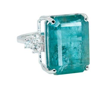 Ring - 14 karaat Witgoud, Groen (Zambia) - 20.30ct. tw., Nieuw
