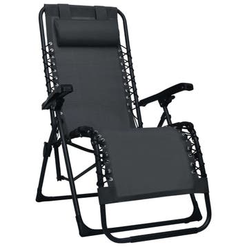 vidaXL Terrasstoel inklapbaar textileen zwart, Tuin en Terras, Verzenden, Nieuw