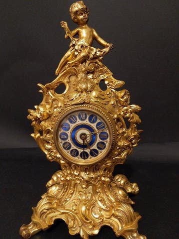 Console klok Lodewijk XVI-stijl - Verguld brons - 1930-1940, Antiek en Kunst