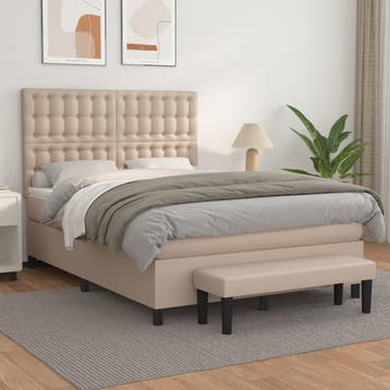 vidaXL Boxspring met matras kunstleer cappuccinokleurig, Verzenden, Nieuw
