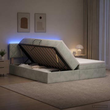 vidaXL LED opbergbed met matras Lichtgrijs 180 x 200 cm, Verzenden