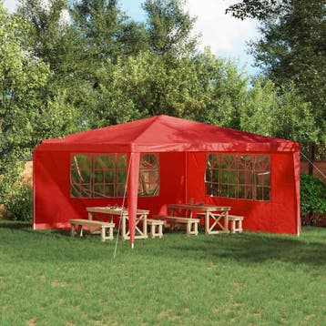 vidaXL Party Tent Zijwand 2 st 400 x 195 cm Rood PE en staal, Verzenden