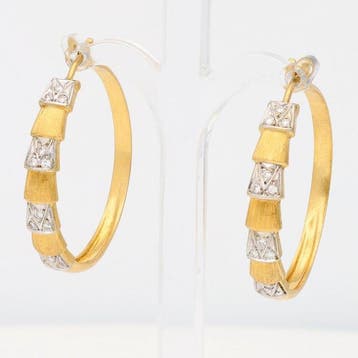 Oorbellen - 18 karaat Geel goud, Witgoud - 0.12ct. tw., Nieuw