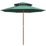 vidaXL Dubbeldekker parasol 270x270 cm houten paal groen, Tuin en Terras, Verzenden, Nieuw