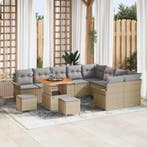 vidaXL Tuinbank Set met kussen 12 pcs Beige poly rattan, Verzenden, Nieuw