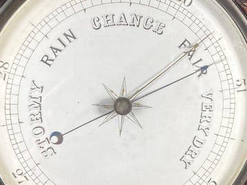 Aneroid barometer - Hout, Koper, Glas - Fraai gesneden, Antiek en Kunst