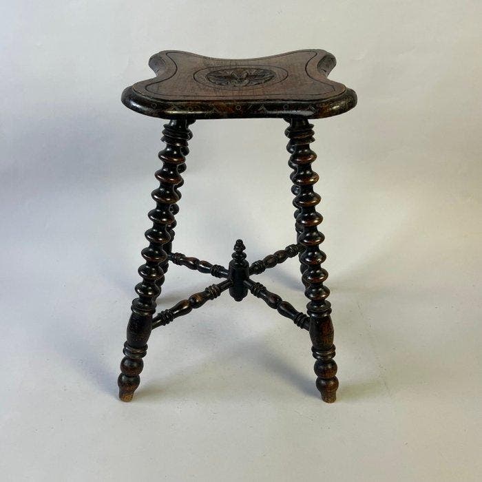 Bijzettafel - Antiek - 19e eeuwse Bobbin Kruk of, Antiek en Kunst, Antiek | Overige Antiek