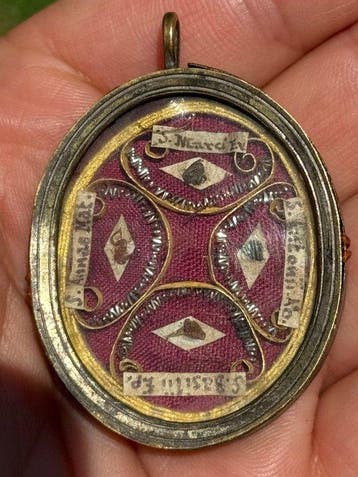 Reliquaire - Bronze, Verre, Textile - 1800-1850 - Saint Marc, Antiquités & Art