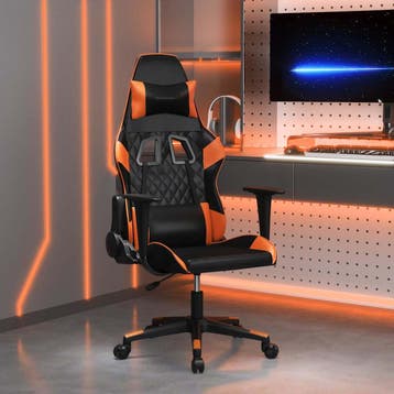 vidaXL Massage gamestoel kunstleer zwart en oranje, Huis en Inrichting, Stoelen, Verzenden, Nieuw
