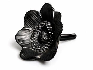 Lalique - Presse-papiers - Anémone noire RARE full set -