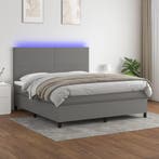 vidaXL Boxspring met matras en LED stof donkergrijs 160x200, Verzenden, Nieuw
