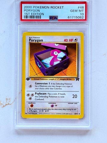 Pokémon - 1 Graded card - Porygon 48/82 First edition - PSA, Nieuw