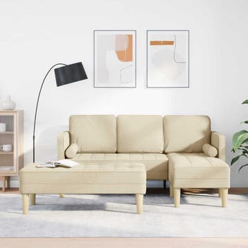 vidaXL bank / zetelstel 2 st Crème Polyester, Verzenden, Nieuw