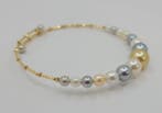 Bracelet - 18 carats Or jaune - Perles Akoya 4×9 mm