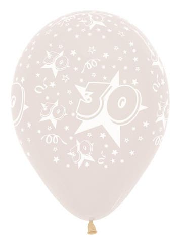 Ballonnen Number 30 Stars Crystal Clear 30cm 25st, Verzenden, Nieuw