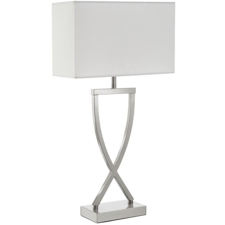 tectake Tafellamp Avina, modern design, 60W - nikkelkleurig, Huis en Inrichting, Lampen | Tafellampen, Verzenden