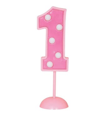 Tafeldecoratie met Verlichting 1 Jaar Roze 11cm, Hobby en Vrije tijd, Feestartikelen, Verzenden, Nieuw