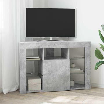 vidaXL Hoek LED TV Cabinet 100x40x68cm Beton Grijs Bewerkt, Huis en Inrichting, Verzenden, Nieuw