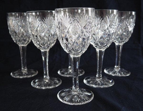 St. Louis - Wijnglas (6) - dienst Florence - gesigneerd -, Antiek en Kunst, Antiek | Glaswerk en Kristal