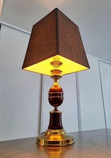 Tafellamp - Braziliaans palissander - Tafellamp van brons en, Antiek en Kunst