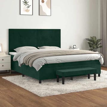 vidaXL Boxspring met matras fluweel donkergroen 160x200 cm, Verzenden, Nieuw