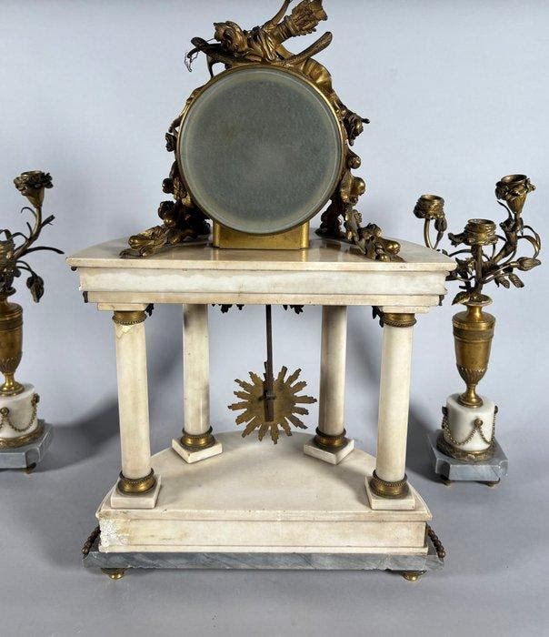 Pendule - Marmer, Brons - 1750-1800, Antiek en Kunst, Antiek | Klokken