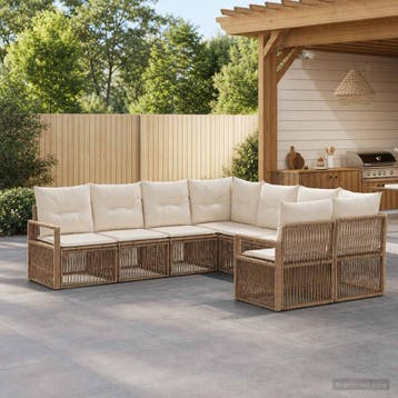 vidaXL Tuinbank Set 8 st 8-Aantal zitplaatsen Beige poly, Verzenden, Nieuw