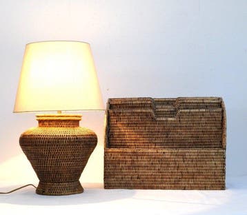 Tafellamp (2) - Rattan - Tafellamp met letter ho