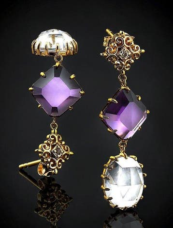 Zonder minimumprijs - Oorbellen Amethysten en witte topaas