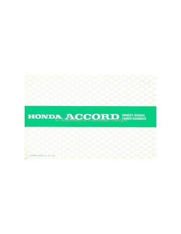 1985 HONDA ACCORD INSTRUCTIEBOEKJE