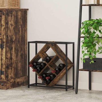 vidaXL Wijnrek 16 flessen Bewerkt hout Rook Eiken, Verzenden, Nieuw