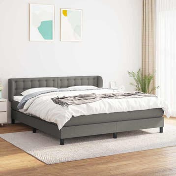 vidaXL Boxspring met matras stof donkergrijs 180x200 cm, Verzenden, Nieuw