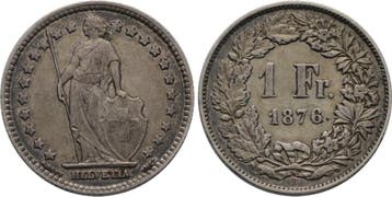 1 Franken 1876 Schweiz-eidgenossenschaft, Verzenden