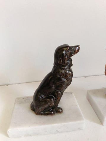 Boekensteunen (2) - Zinklegering, Marmer - Boeksteunen Art