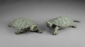 Tuinfonteinornamenten in de vorm van schildpadden - Brons -