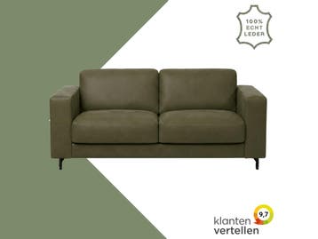 Leren bank Clear - 2,5 zits - Kenia Olive (olijf) - Poten, Ophalen of Verzenden