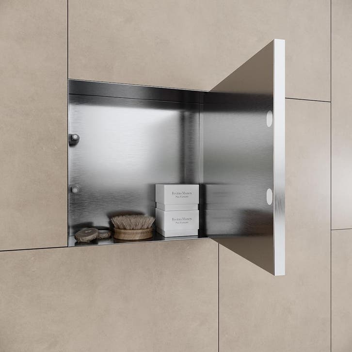 Inbouwnis Betegelbaar BWS Alfie 30x30 Geborsteld Staal, Doe-het-zelf en Bouw, Sanitair, Bad, Nieuw, Ophalen of Verzenden