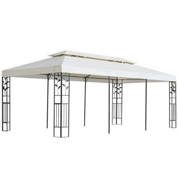 vidaXL Prieel met dubbel dak 6x3 m wit, Verzenden