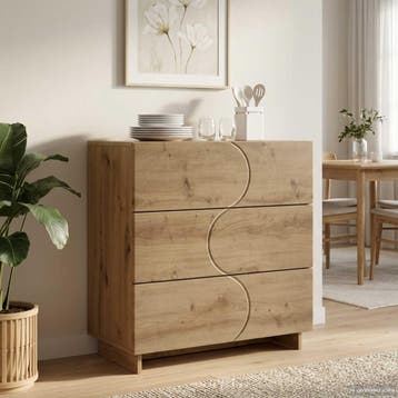 vidaXL Dressoir Artisanaal eiken 70 x 38 x 75 cm Bewerkt, Verzenden, Nieuw