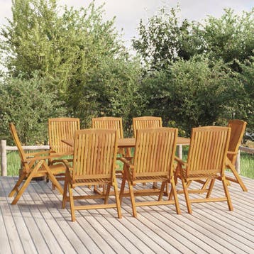 vidaXL 9-delige Tuinset massief teakhout, Tuin en Terras, Verzenden, Nieuw, Tuinset