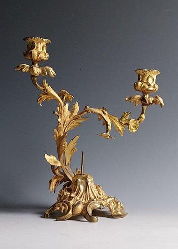 Candélabre - Bronze doré - style rococo, Antiek en Kunst